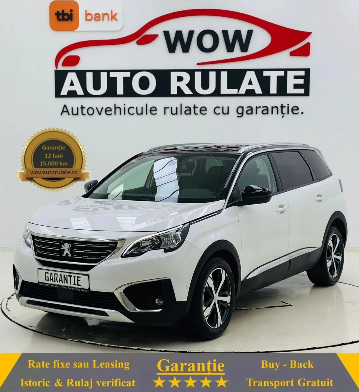 PEUGEOT 5008 2017 1.2I E6 GARANTIE 12 LUNI Rate3 Avans 0 Doar cu Buletinul 2017 - WOW Auto Rulate